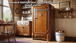 Leonard Refrigerator Porcelain Lined Oak Exterior