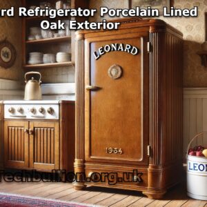 Leonard Refrigerator Porcelain Lined Oak Exterior